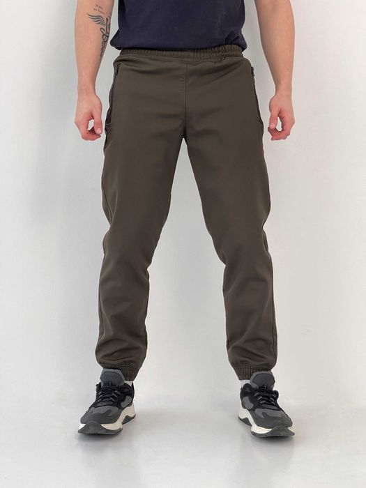 Штани чоловічі зимові утеплені на флісі софтшел хакі