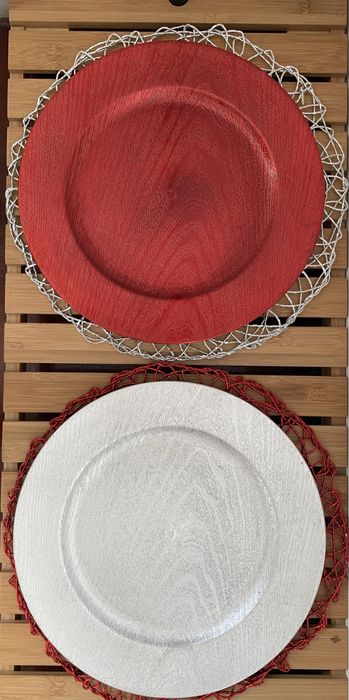 Natal - Conjunto mesa prateado e vermelho