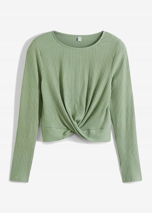 B.P.C bluzka miętowa prążek z marszczeniem 44/46.