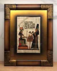 Obraz egipski, oprawiony papirus ładna drewniana ramka 30/40cm + szkło