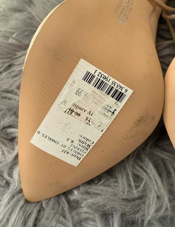 Szpilki beżowe wiązane eleganckie wizytowe minimal high heels 39/39,5