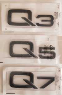 Nowy emblemat logo znaczek Q2 Q3 Q5 Q7 przyklejany srebrny czarny