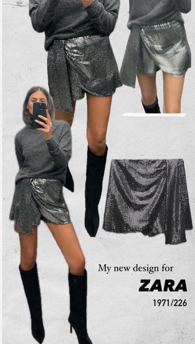 Шикарная юбка шорты в пайетки zara