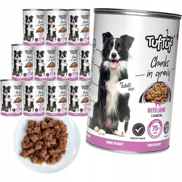 TUF TUF Puszka kawałki mięsne z jagnięciną mokra karma dla psa 24x415g