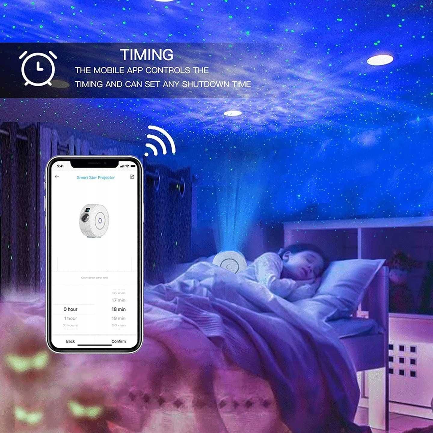 Projektor gwiazd laserowy Aplikacja BIAŁY rzutnik led 3D lampka [2142]
