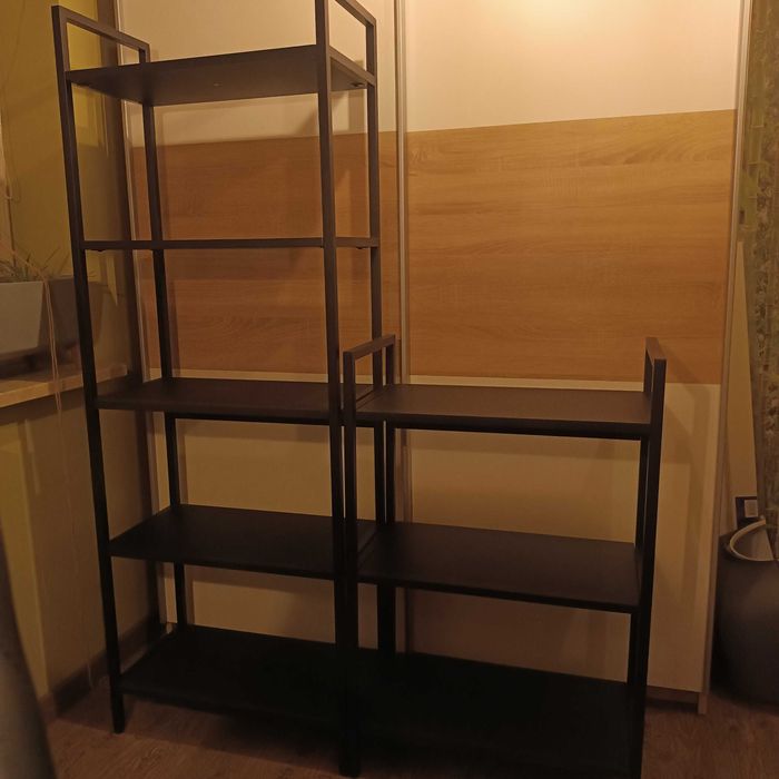 3 czarne regały MDF z metalową ramą Jysk Tistrup