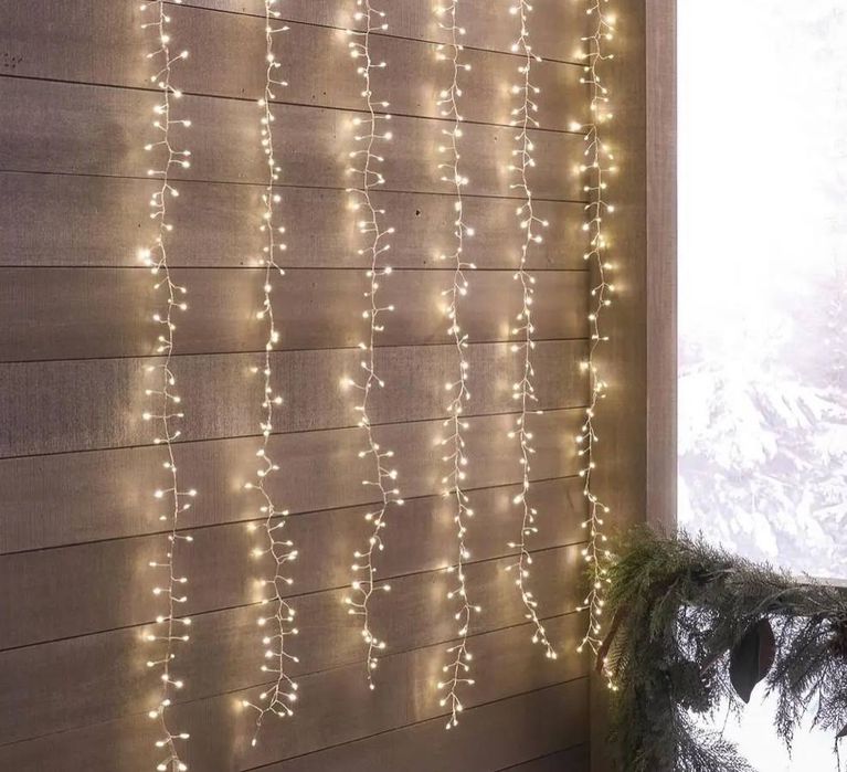 Гирлянда штора мишура 3х3 метри тепла /1000led /8 режимов/хвойная лапа