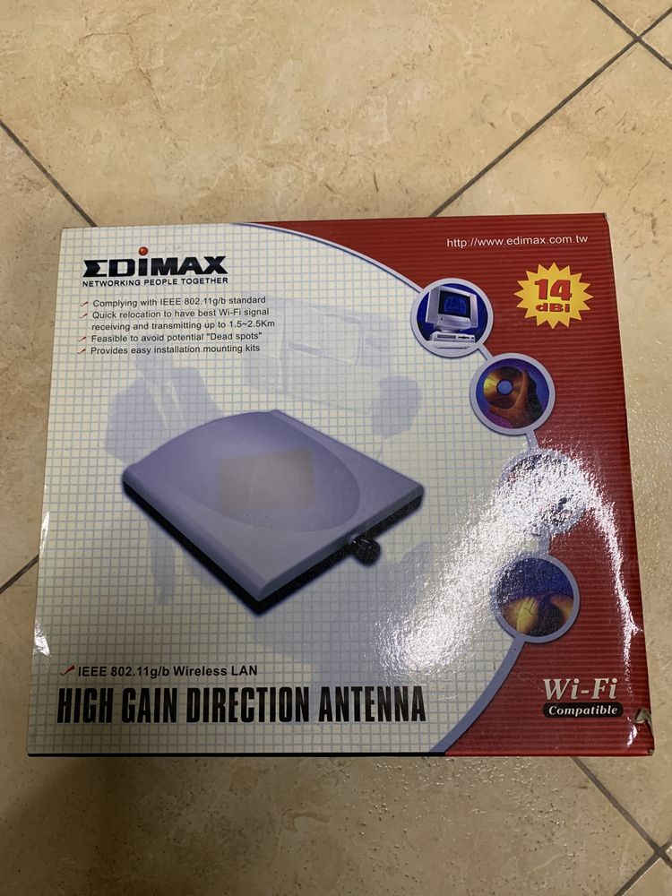 Antena Direccional Externa Wi-Fi 14dBi EDIMAX Conector Tipo N