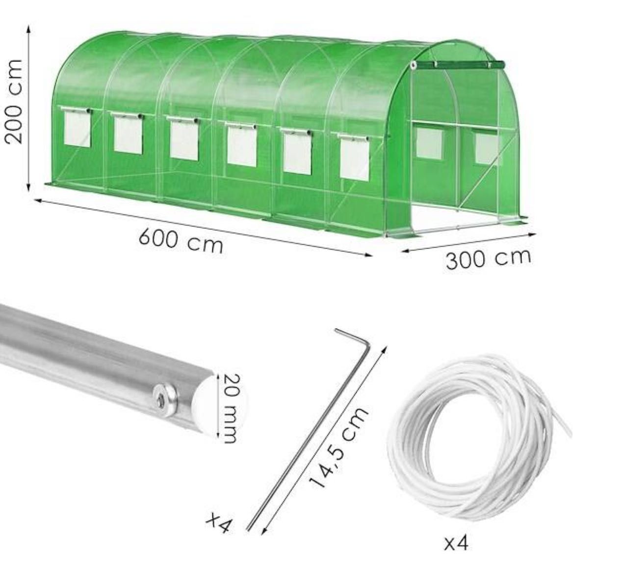 Tunel Foliowy 6x3x2m Zbrojony Wzmocniona Konstrukcja