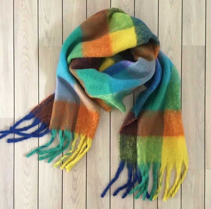 Трендовий об'ємний теплий шарф з дредами/ Зимовий шарф - букле