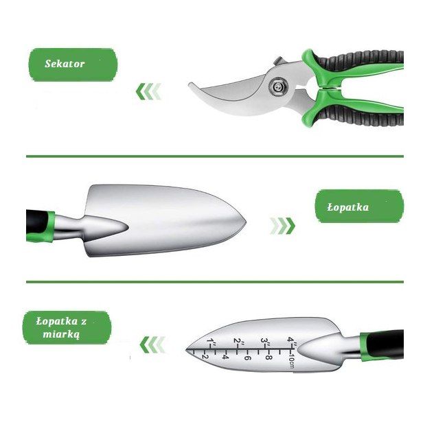 Zestaw narzędzi ogrodowych, 8-częściowy zestaw ze stali nierdzewnej