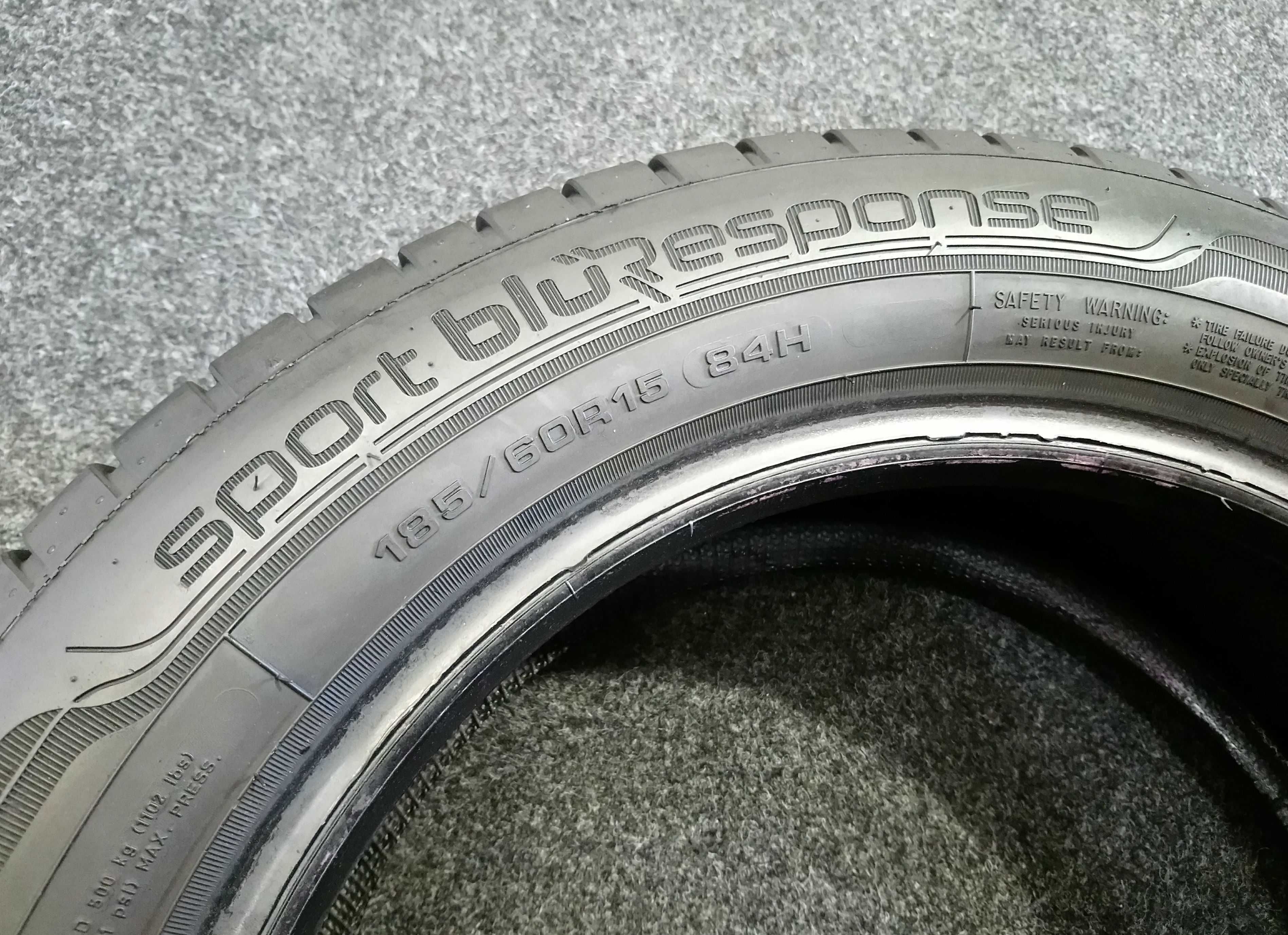 185/60R15 Dunlop Sport bluResponse // 7,2 mm jak NOWE