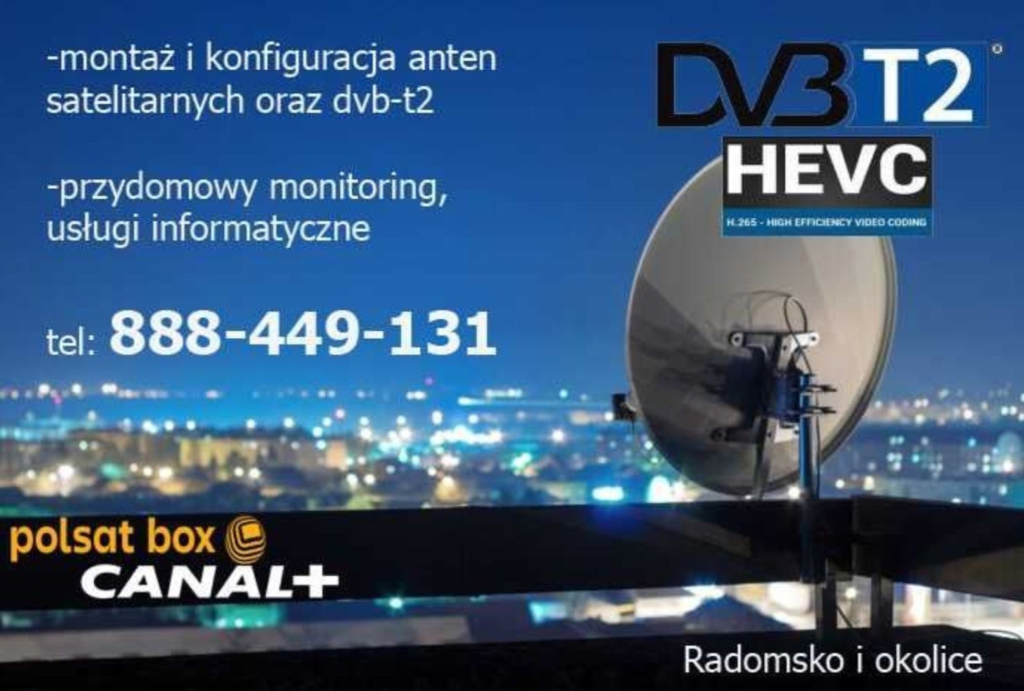 Montaż, ustawienie anteny sat, DVB-T, monitoring, naprawa tv