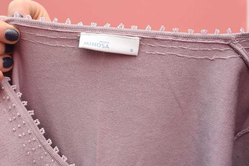 Sweterkowa jedwabna bluzka Petite Minosa w kolorze wrzosowym