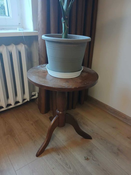 Stolik prl trojnog drewniany drewno okragly stoliczek kawowy antyk