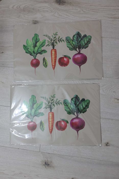 Podkładki na stół 43 cm x 28 cm 8 szt. zestaw Pepco beż warzywa
