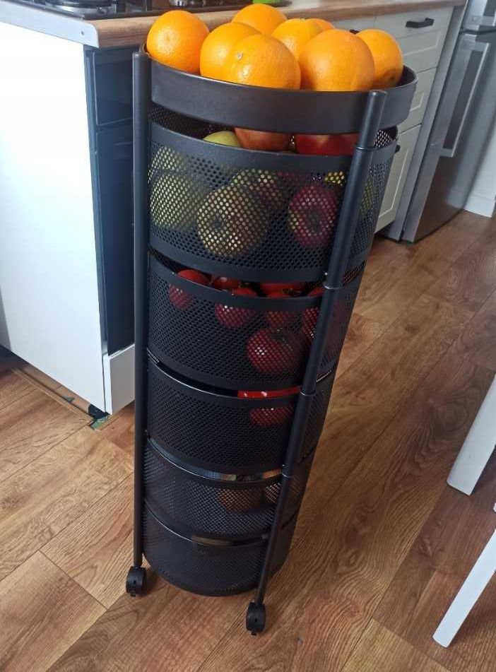 Regał Kuchenny Wózek Mobilny na Kółkach Pięć Poziomów Czarny 90,5cm