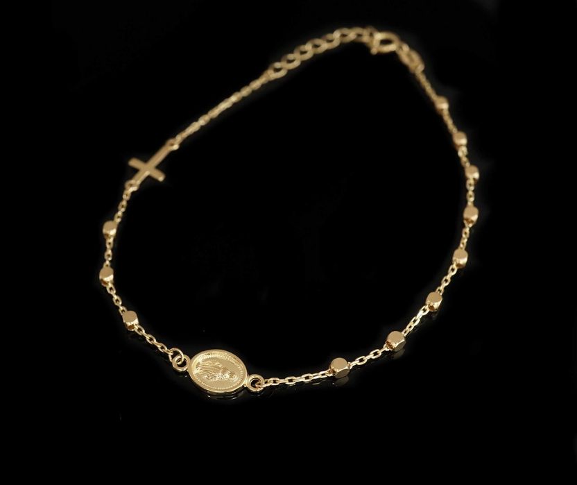 Złoto 585 - Złota bransoletka Różaniec