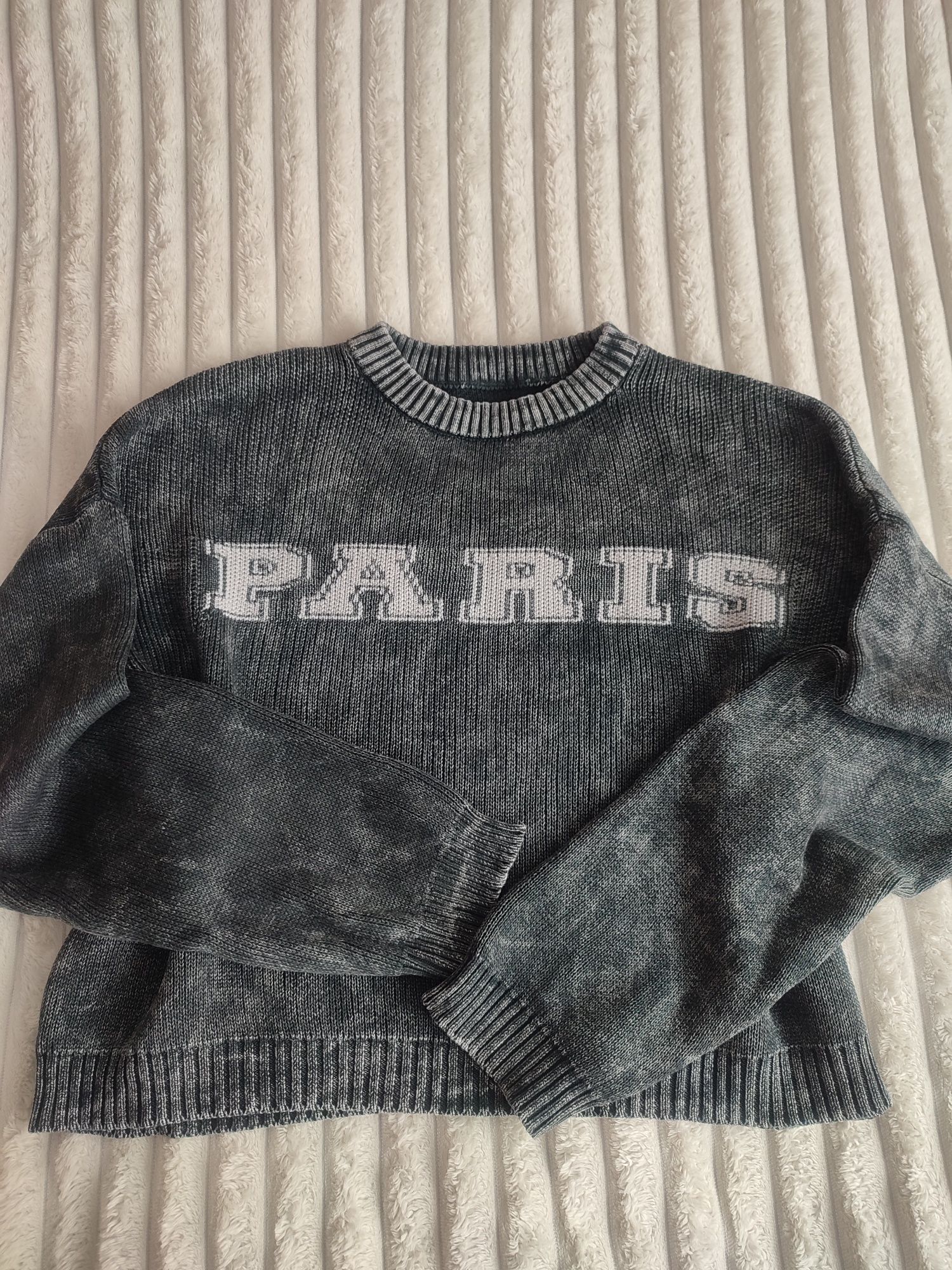 Виварений, графітовий светр оверсайз Paris, вкорочений топ, лонг, худі
