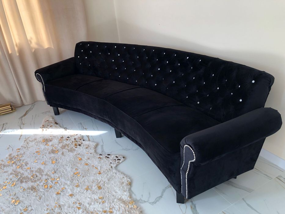 Sofa Glamour Półokrągła Pikowana