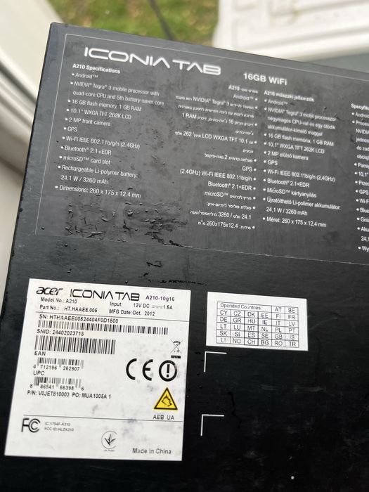 Acer А210 планшет для ребенка