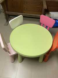 Conjunto mesa e 4 cadeiras criança IKEA