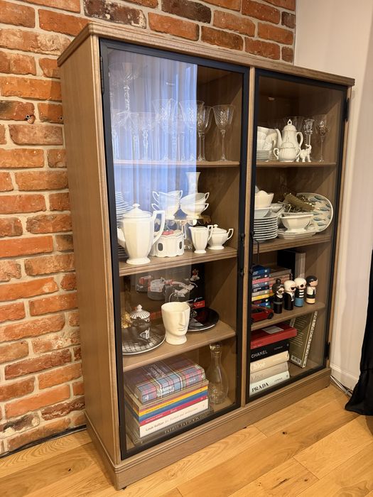 Ikea Lanesund witryna szklane drzwi drewno dab
