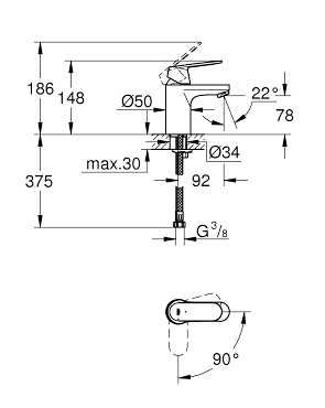 Nowa bateria umywalkowa GROHE COSMOPOLITAN rozm. S