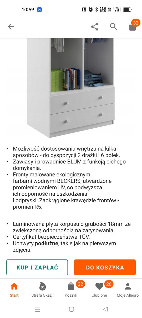 Szafa dziecięca model Basic (biała) kupiona w MEBLIKU