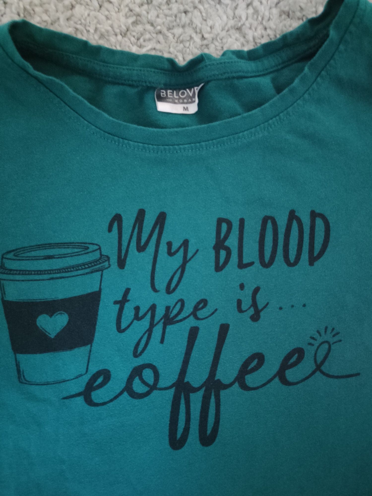 Butelkowa zieleń bluzka tshirt coffee pepco M na co dzien