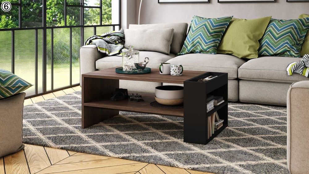 NEFRI różne kolory | ŁAWA do salonu STOLIK KAWOWY z REGAŁEM Mazzoni