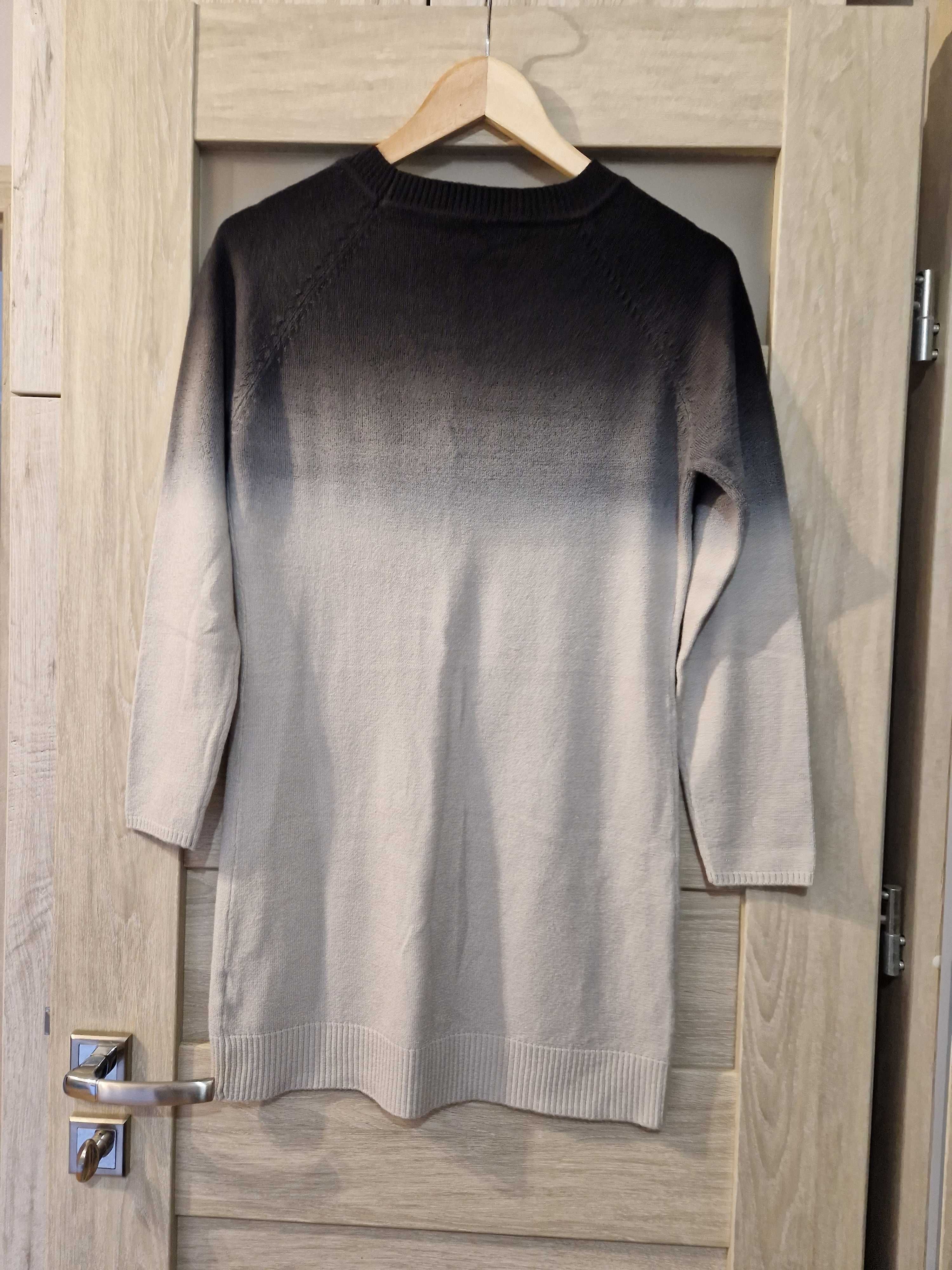 Sukienka tunika sweterkowa ombre cieniowana cekiny rozmiar M/L