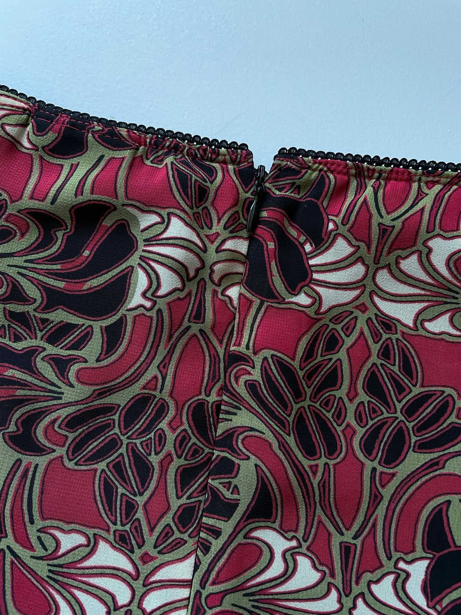 Mexx spódnica czerwona bordowa khaki letnia w kwiaty abstrakcyjna