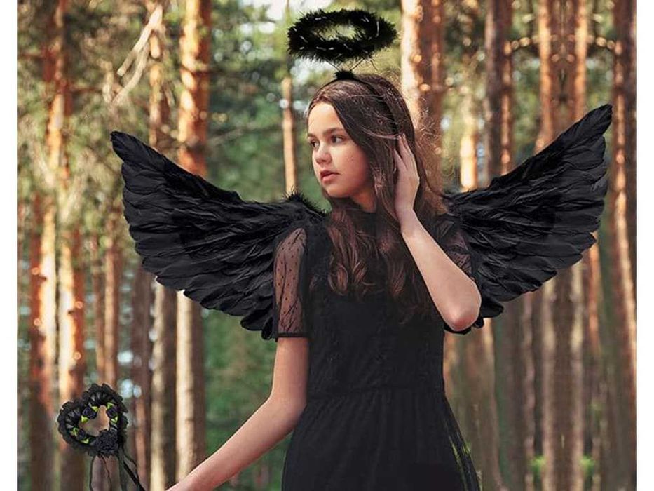 Skrzydła anioła z piór strój bajkowy przebranie na Halloween