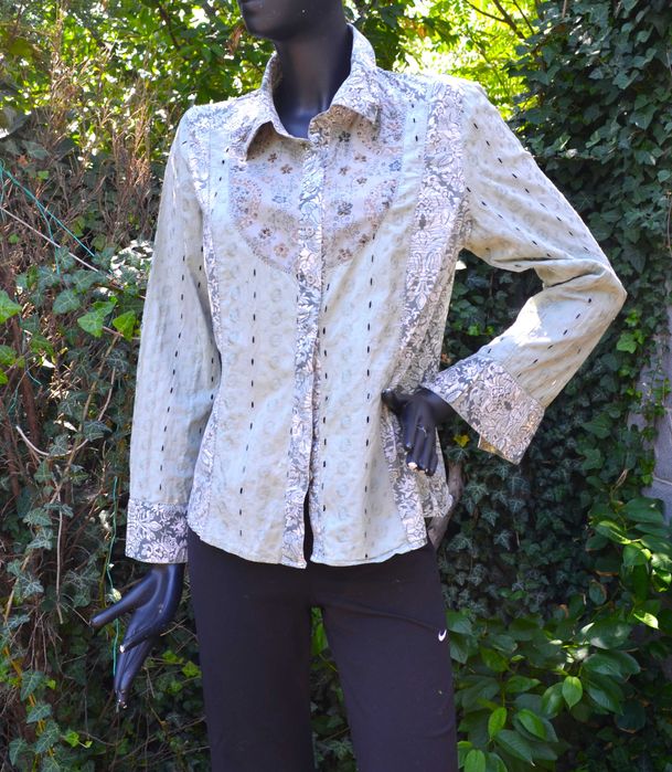 Нежно зеленая Хлопковая рубашка с вышивкой от Некст