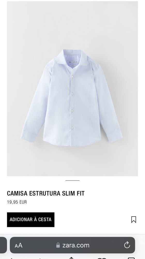 Camisa Zara menino 10anos 140cm