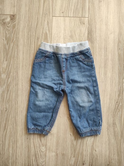 Jeansowe joggersy niemowlęce, F&F, rozm 80, na gumce, stan idealny