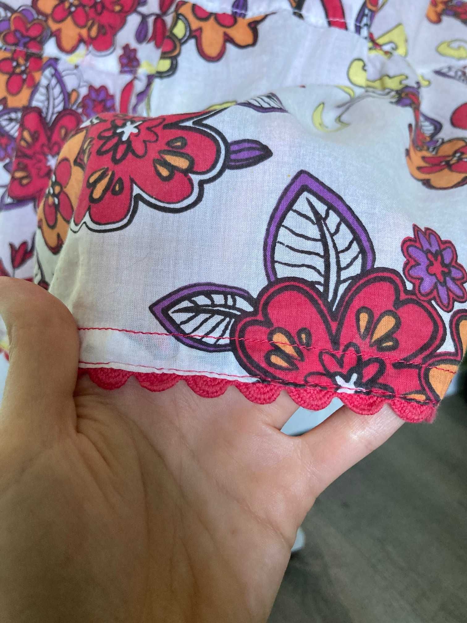 Śliczna kolorowa midi sukienka Edc by Esprit bawełna kwiaty