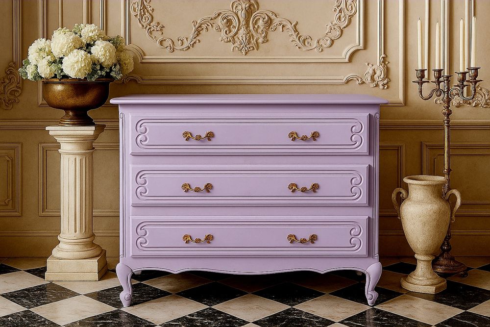 Komoda Lawendowa Odnowiona Szafka