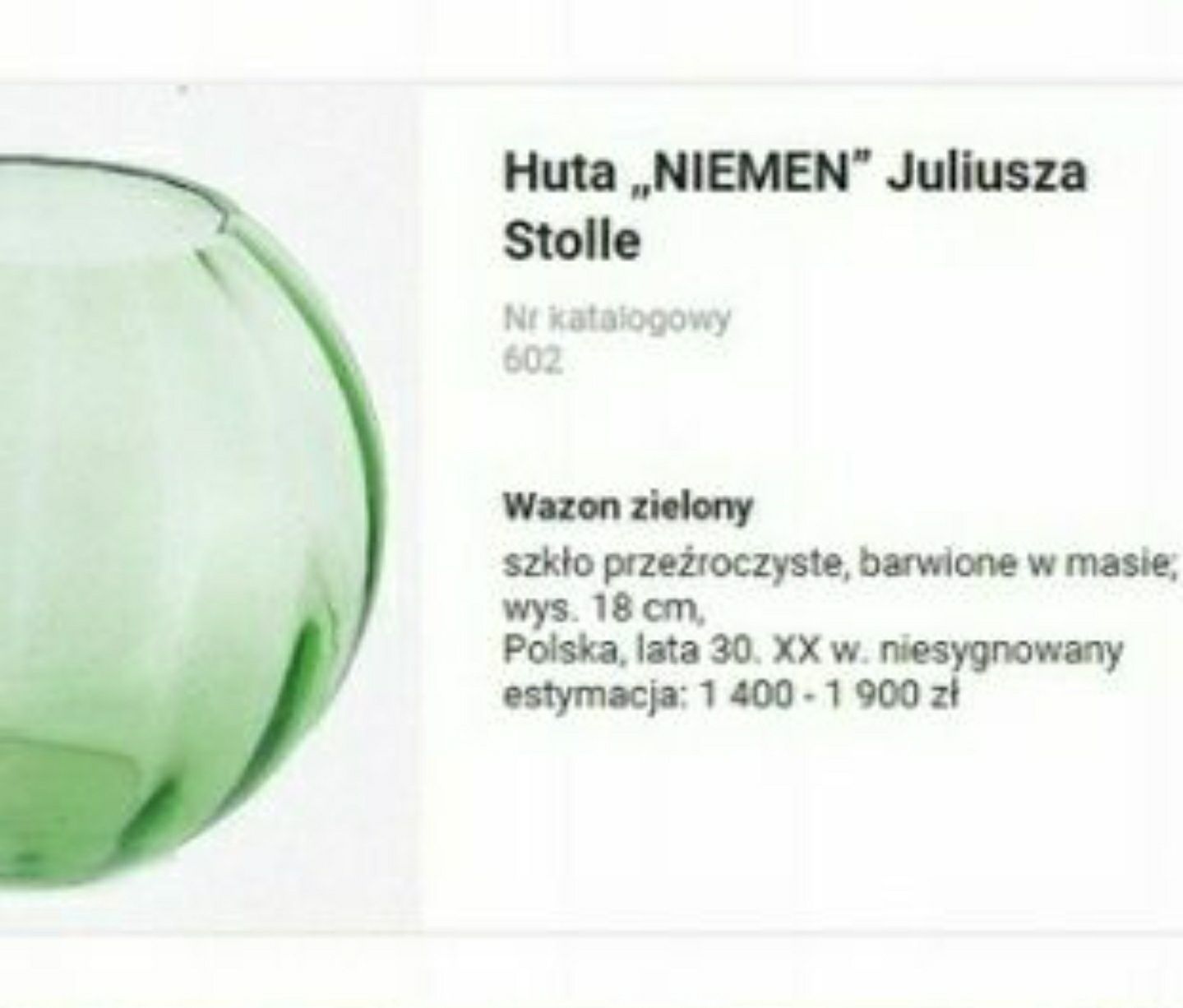 Wazon Art Deco J. Stolle, Niemen Nr 1815, Kula 1590