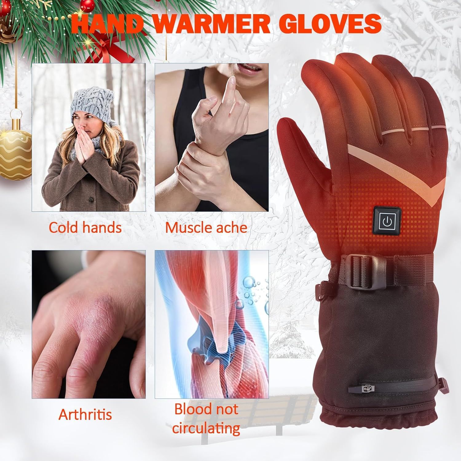 Перчатки-рукавицы с подогревом, размер S