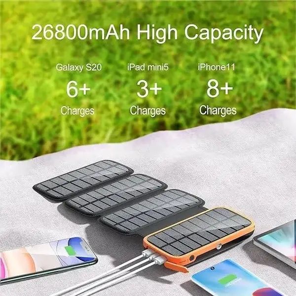 Повербанк CONXWAN Solar 26800mAh с 4 солнечными панелями и 3 выходами