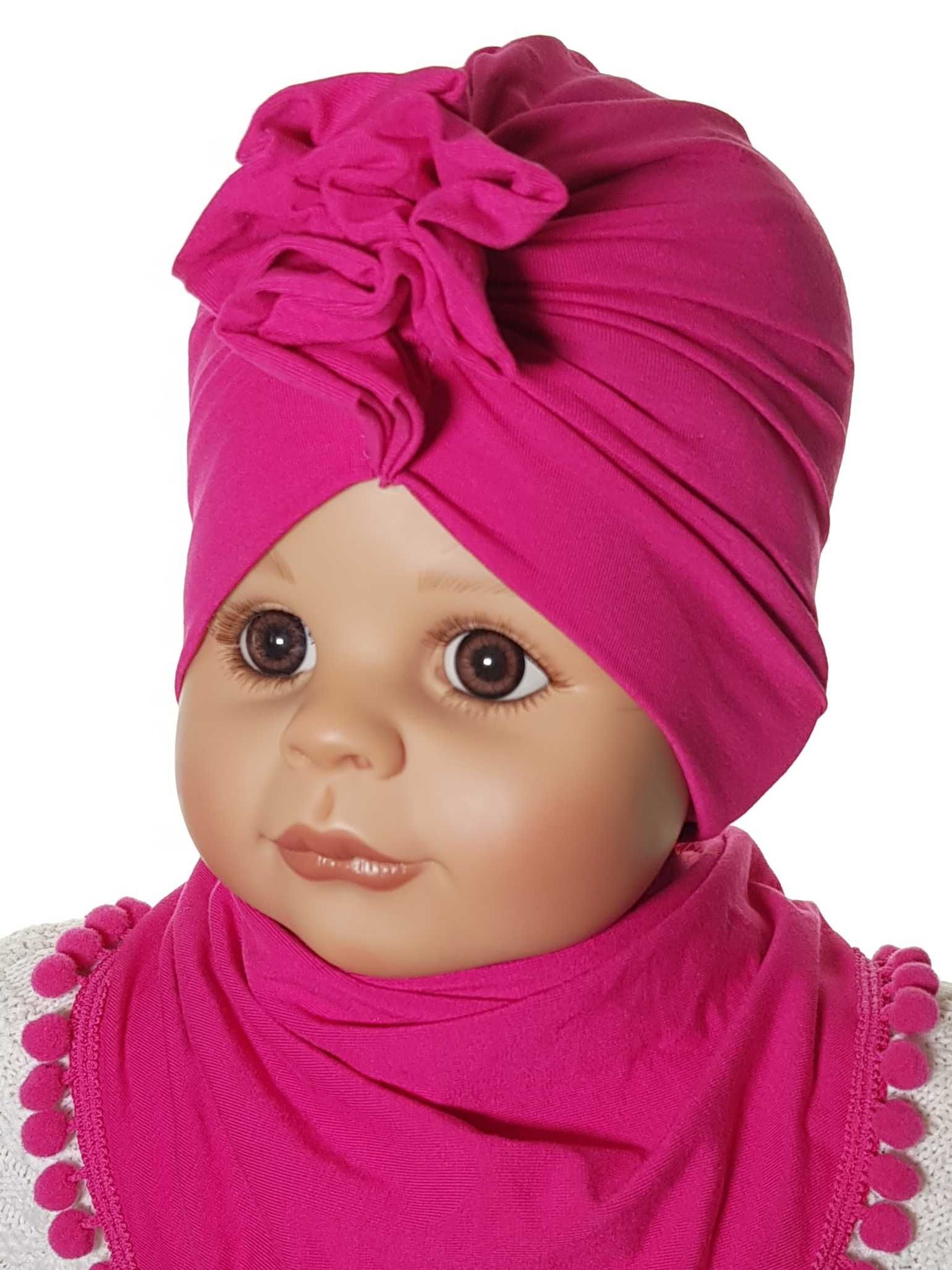 Producent Niemowlęcy KOMPLET CZAPECZKA TURBAN + CHUSTKA 0-9 m-c 5kolor