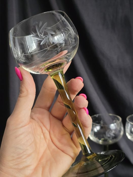 Kieliszki krysztalowe do wina 4 szt. Remery transparentne retro prl