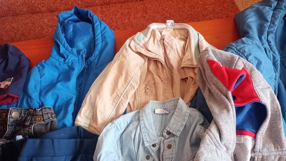 Paka ubrań kurtki, kombinezon, spodnie zimowa chłopiec 86/92