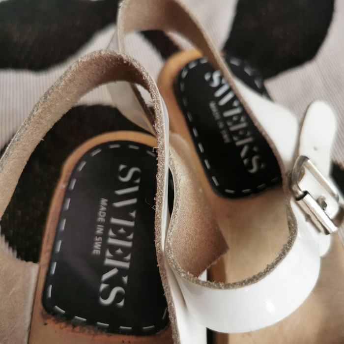 SWEEKS drewniaki skórzane białe r 38