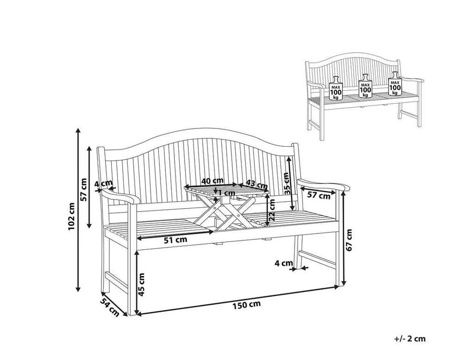 Ławka ogrodowa 150 cm Drewno akacjowe Brązowy