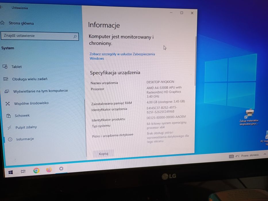 Komputer HP Windows 10 z osprzętem