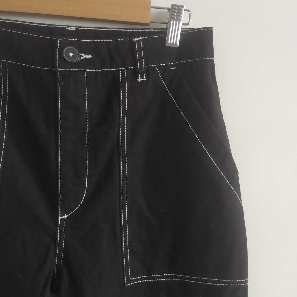 H&M szerokie spodnie cargo bojówki czarne z przeszyciami M S