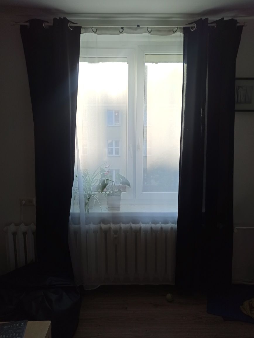 Firany okno długie białe czarne